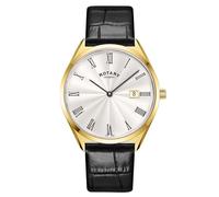 Rotary Men's Ultra Slim Quartz Watch with Leather Strap GS08013/01 (Gold with Silver)