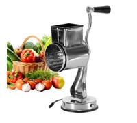 Rotary Metal Cheese Grater, Stainless Steel Hand Crank Kitchen Drum Grater with Suction Base, Multifunctional Manual Grater for Potatoes and Vegetables