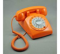 Rotary Phone, Retro Dial Phone, Classic Landline Phones with Redial Button, Vintage Corded Telephone for Home Decor, Orange