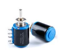 Rotary Potentiometer, Potentiometer Rotary 5-Turn Adjustable Resistor Wirewound WXD3-12 Sliding Rheostat 1Pcs