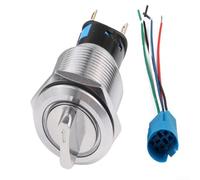 Rotary Push Button Switch with LED Light, 3 Positions (2NO2NC), Suitable for CNC Machines and Industrial Use (Yellow)