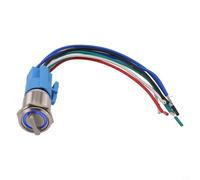 Rotary Push Button Switch with LED Light, 3 Positions (2NO2NC), Suitable for CNC Machines and Industrial Use (Blue)