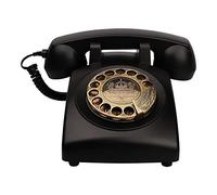 Rotary Retro Landline Phone with Curly Cord, Fixed Phone, Dial Antique Telephone, Old Fashioned Phone, Landline Phone Classical Decoration (Black b)