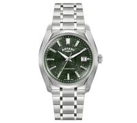 Rotary Mens Lumen Green Dial SS Bracelet Watch One Size Silver