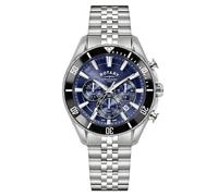 Rotary Men's Apex 100 Chronograph 100M Water Resistance Blue Dial Stainless Steel Bracelet Watch