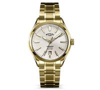 Rotary Men's Seamatic 100M Water Resistance Silver Dial Gold Plated Stainless Steel Bracelet Watch