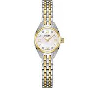 Rotary Ladies Cocktail Mother of Pearl Stone Set Dial Silver & Gold Plated Stainless Steel Bracelet Watch