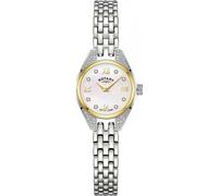 Rotary Ladies Cocktail Mother of Pearl Stone Set Dial Gold Plated Bezel Stainless Steel Bracelet Watch