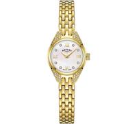 Rotary Ladies Cocktail Mother of Pearl Stone Set Dial Gold Plated Stainless Steel Bracelet Watch