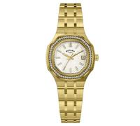 Rotary Ladies Brilliance White Dial Gold Plated Stainless Steel Bracelet Watch