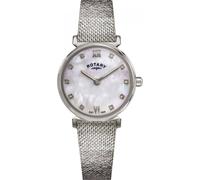 Rotary Ladies 1895 Stone Set Mother of Pearl Dial Stainless Steel Mesh Bracelet Watch