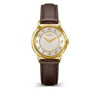 Rotary Ladies Heritage Gold Plated Stainless Steel White Dial Brown Leather Strap