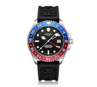 Rotary Seamatic GMT 300m Men's Black Silicone Strap Watch
