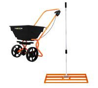 Lawn Leveller Levelling Rake & Rotary Spreader Gritter Fertiliser