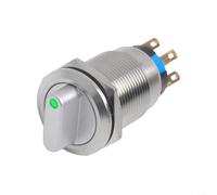 Rotary Switch, 19mm Latching 3 Position 2NO2NC Push Button Switch, 12-24V AC/DC Metal Panel Mount Switch for Industrial Control and Electrical Equipment(Green)