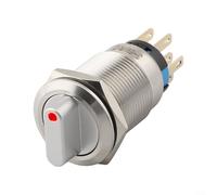 Rotary Switch 19mm Latching Metal Push Button with LED for 3-6V Circuits - 2 Position 1NO1NC Industrial Control Panel Mount IP66 Waterproof(Red)