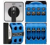 Rotary Switch 20 Amp 2 Pole Changeover Selector SZW26-20 for Circuit Control AC440V DC240V Compact Design Panel Fit(64X64)