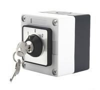 Rotary Switch, 20A 3-Gear Cam Changeover Switch IP65 Sealed Box Key Lock for Industrial Power Control