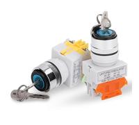 Rotary Switch with Key 2P/3P Position 22mm LAY37-11Y2 20Y3 10A Push Button NO NC Four Screw Terminal self-Locking(Brass Contact,2P 1NO1NC)