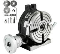 Rotary Table for Milling Machine with Horizontal & Vertical 4 Slots, MT-2 Rotary Table for Milling with Indexing Plate Set for Precision Milling Drilling (6 inch 4-Slot)