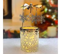 Rotary Tea Light Carousel Angel Rotary Candle Holders Spinning Tealight Holders Christmas Decoration for Tabel Centrepieces Gift for Mom Women Wife Birthday-6 ¼ Inch Tall (Snowflake)