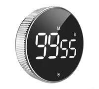 Rotary Timer with Magnetic, LED Silent Display Timer with Volume, Kitchen Cooking Countdown Alarm Clock for Baking(Silver)