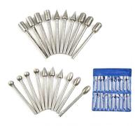 Rotary Tool Accessories 20pcs Emery Bits 3mm Shank | Electroplated emery coating, for durable silver finish, 6mm head diameter, 45mm total length, precise engraving