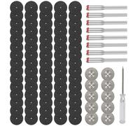 Rotary Tool Cut Off Wheels, Mini Cutting Wheels for Dremel, 60 Pieces Saw Blade and 10pcs Emery Circular Saw Blades with 8pcs 3mm mandrel, Cutting Disc Set for Metal, Stainless Steel, Stone