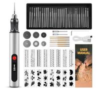 Rotary Tool Mini Drill, Cordless Engraving Pen with USB-C Fast Charging, Variable Speed Control, LED Work Light, Wood Carving Tools, 30 Bits for Jewellery Making DIY
