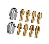 Rotary Tool Replacement Collets and Nut Set, 8 Copper Slotted Collets with 2 Silver for Handwork Model Making Small Repair Rotary Grinder Electric Grinding Accessories Small Drill Chuck Nut