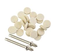 Rotary Tool Wool Felt Polishing Wheels (25mm Dia × 5.8mm Thick, Beige) - 50-Piece Set with 2 Mandrels, Fits for DREMEL, Proxxon, and Other 3.2mm-Shank Grinders
