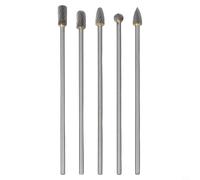Rotary Tools Metal Wood Carving Grinding Deburring 5Pcs Long Solid Carbide Rotary Burrs Set 3X6X100Mm Single Cut Milling Cutter Bits with 1/8 Inch for Shank