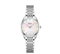 Rotary Ultra Slim Diamond Pink Mother Of Pearl Dial & Stainless Steel Watch