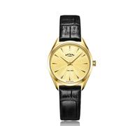 Rotary Ultra Slim Women's Black Leather Strap Watch