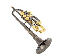 Rotary Valve Type Bb Trumpet B Flat Brass Black Nickel Gold Professional Trumpet With Leather Case
