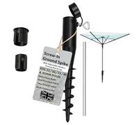 Rotary Washing Line Spike - Clothes Airer Spike with Screw-In Design, Adjustable Holders, Metal Turning Rod & Protective Cap, Fits 25/30/35/40/45mm Poles, Ideal for Garden & Pathway