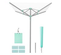 SONGMICS Rotary Washing Line, Clothes Lines for Outside, Foldable Clothes Airer, Outdoor Garden, with Clips and Protective Cover, 147.6 ft (45 m) Length, for 4 Loads of Laundry, Silver LLR306EZ01