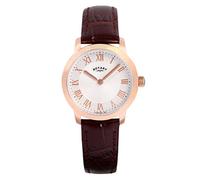 Rotary Women's Quartz Watch with White Dial Analogue Display and Brown Leather Strap LS00342/01