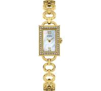 Rotary Ladies Cocktail Stone Set Rectangular Stone Set Gold Plated Stainless Steel Bracelet Watch