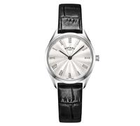Rotary Women's Ultra Slim Watch with Black Leather Strap LS08010/01 (Silver & Silver)