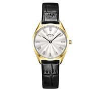 Rotary Ladies Ultra Slim Silver Dial Black Leather Strap Watch