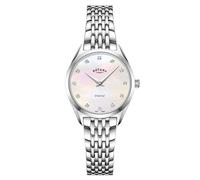 Rotary Women's Ultra Slim Watch with Stainless Steel Strap & Deployment Clasp LB08010/07/D (Silver & Diamond)