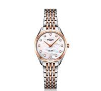 Rotary Women's Ultra Slim Watch with Stainless Steel Strap & Deployment Clasp LB08012/41/D (Silver & Rose Gold)