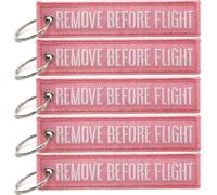 Rotary13B1 REMOVE BEFORE FLIGHT Keychain - Jet Tag Key Chain PINK with white Letters 1 inch x 5 inches -100% Embroidered (5)