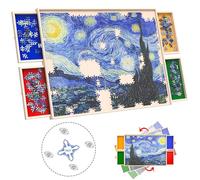 Rotatable 360-Degree Wheels Puzzle Board with Drawers and Cover 1000 Pieces Lightweight Portable Wooden Puzzle Table for Adults Kids Size 30" x 22"