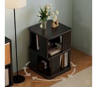 Rotatable 360° Solid Wood Boohelf Black Corner Shelf SpaceSavingfor Living Room Office & Kids Room 40x40cm Floor Area (2 Layers)