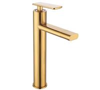 Rotatable Bathroom Sink Gold Brass Single Handle Single Hole Deck Mounted Cold and Hot Sink Mixer Tap for Bathroom Hotel,Short Section