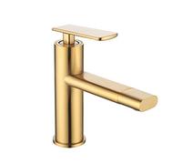 Rotatable Bathroom Sink Gold Brass Single Handle Single Hole Deck Mounted Cold and Hot Sink Mixer Tap for Bathroom Hotel,Short Section