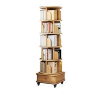 Rotatable Bookshelf Living Room Storage Student Shelf with Drawers Removable Corner Cabinet 6 Tier Original Wood Bookcase