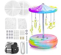 Rotatable Carousel Music Box Epoxy Resin Mold Kit Carousel Ornament Crystal Casting Silicone Molds for DIY Decoration Crafts Desktop Ornament Home Decor Wedding Party Gift Decoration